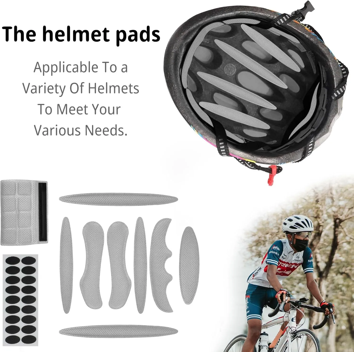 1 Set Cycle Helmet Pads, Padding Kit, Universal Foam Pads for Motorcycle Bike Cycling Helmet (Grey)