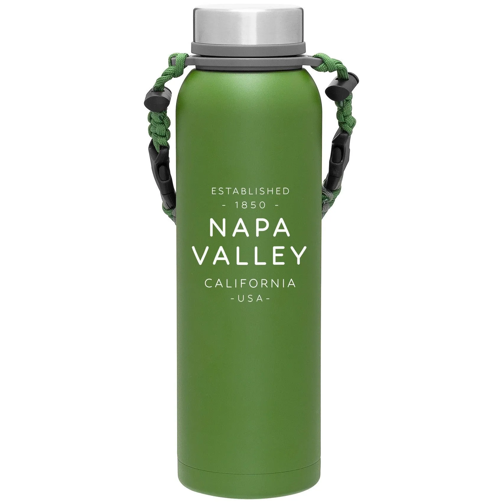 32 Oz. Stainless Insulated Backwoods Paracord Water Bottle Printed with a Customizable TEXT COLLECTION Design