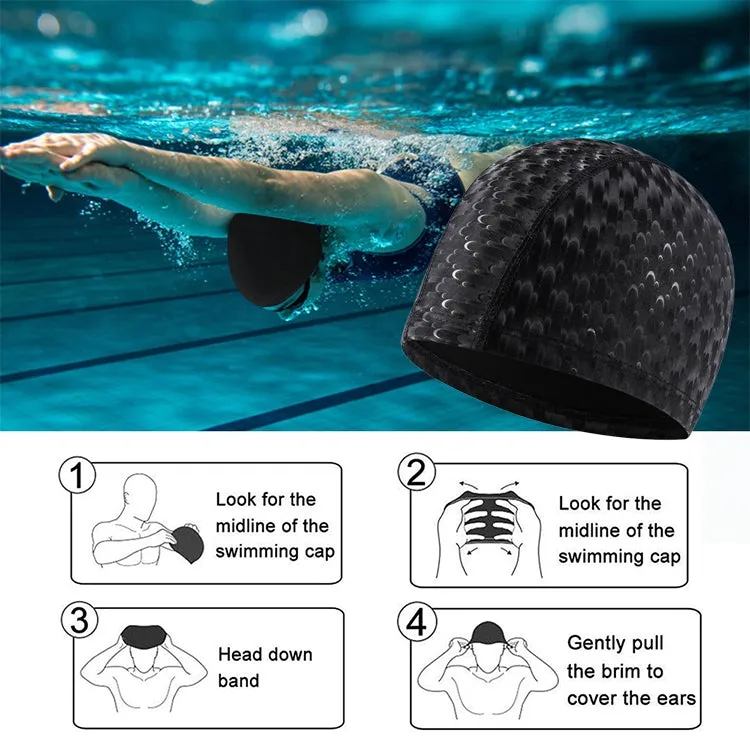 Adult Crescent PU Waterproof Comfortable Earmuff Swimming Cap(Silver Grey)