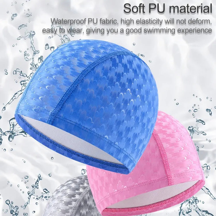 Adult Crescent PU Waterproof Comfortable Earmuff Swimming Cap(Silver Grey)