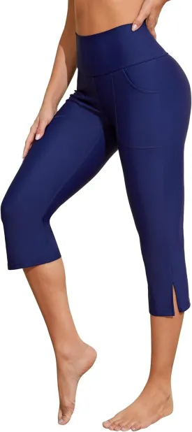 ATTRACO Womens Swim Capri Pants - Capri Swim Leggings for Women
