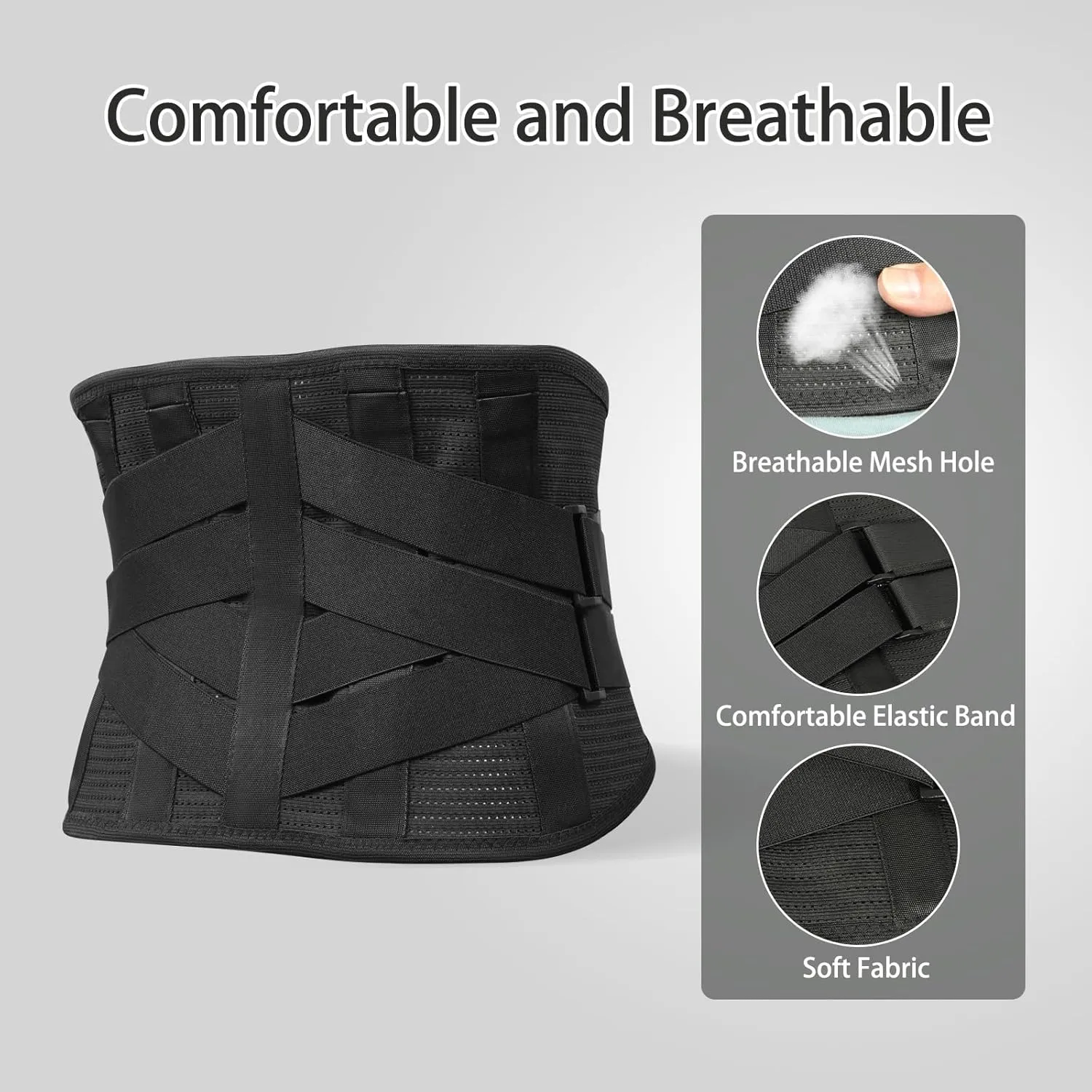 Back Brace for Lower Back Pain, for Men and Women, Superior Support Belt for Sciatica, Herniated Disc, and Scoliosis Relief - Breathable Lumbar Support for Work and Heavy Lifting