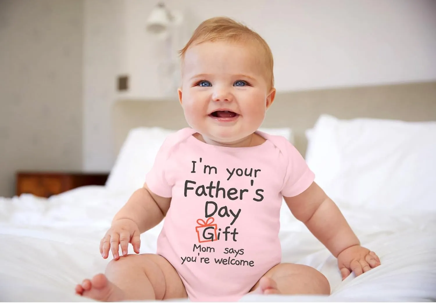BesserBay Baby Happy Fathers Day Onesie Short Sleeves First Father's Day Outfit 0-12 Months