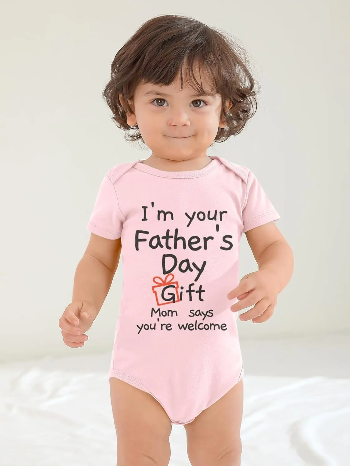 BesserBay Baby Happy Fathers Day Onesie Short Sleeves First Father's Day Outfit 0-12 Months