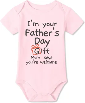 BesserBay Baby Happy Fathers Day Onesie Short Sleeves First Father's Day Outfit 0-12 Months