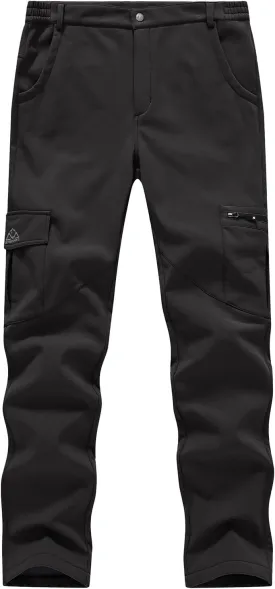 BGOWATU Women's Winter Hiking Pants Fleece Lined Waterproof Windproof Snow Insulated Pants with 6 Pockets