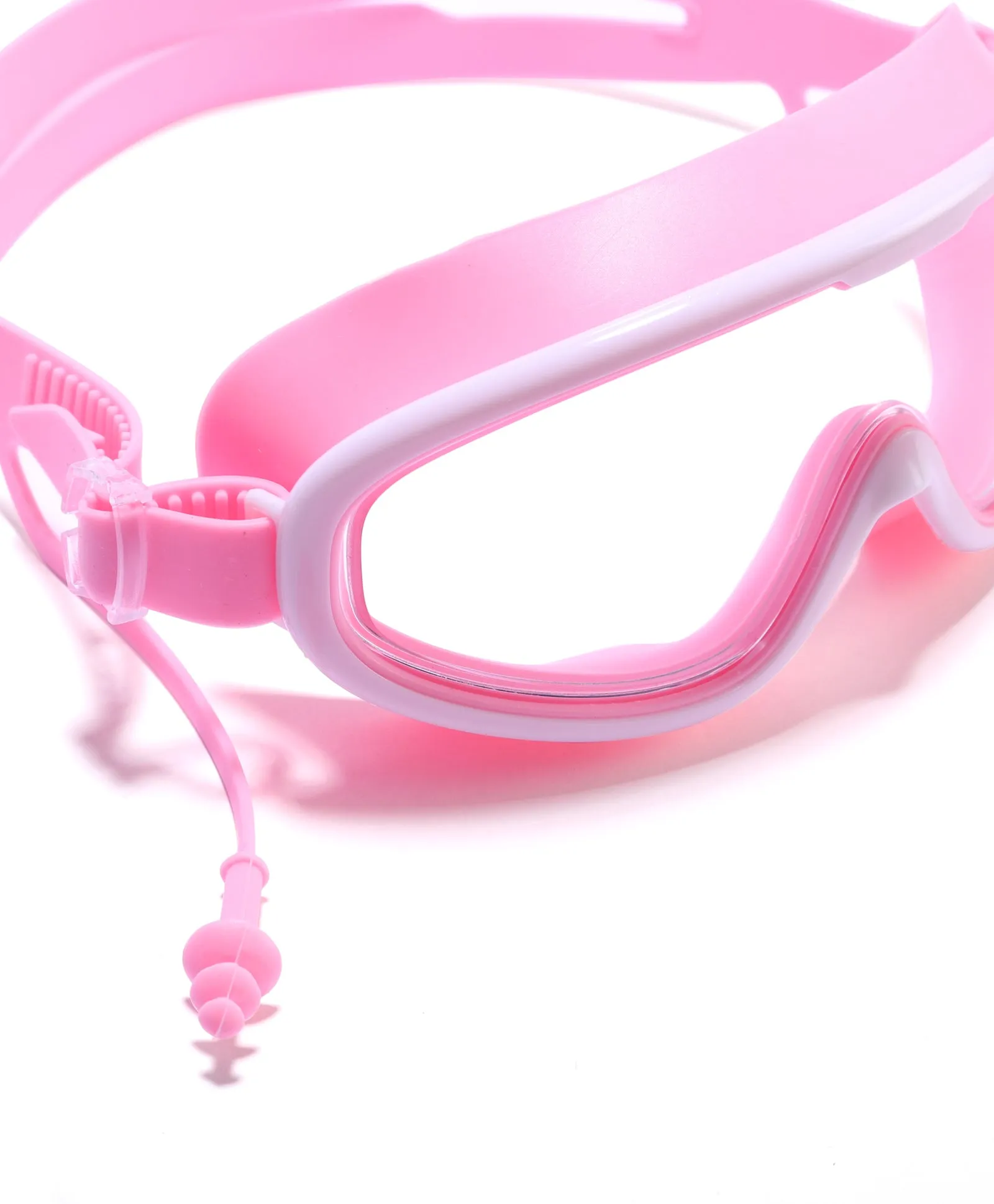 BIG FRAME SWIMMING GOGGLES WITH EAR PLUGS - PINK