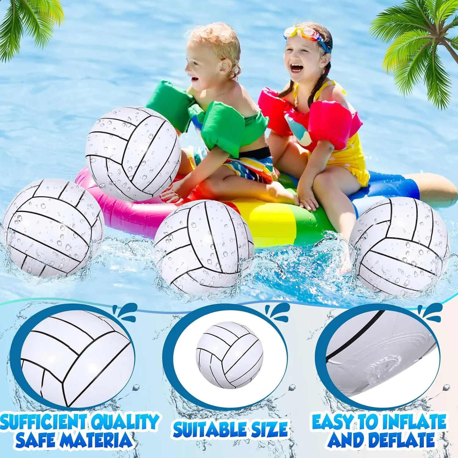 Chivao 24 Pieces Inflatable Ball Soccer Softball Volley Basketball Football 16 Inch Beach Balls Party Favors Summer Swimming Pool(Volleyball,16 Inch)