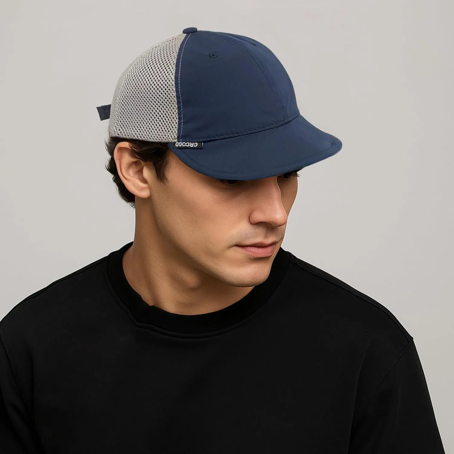 Croogo Breathable Short Brim Baseball Cap Mesh Trucker Hat Soft Flat Bill Dad Hats Lightweight Ultra Thin Sport Sun Cap