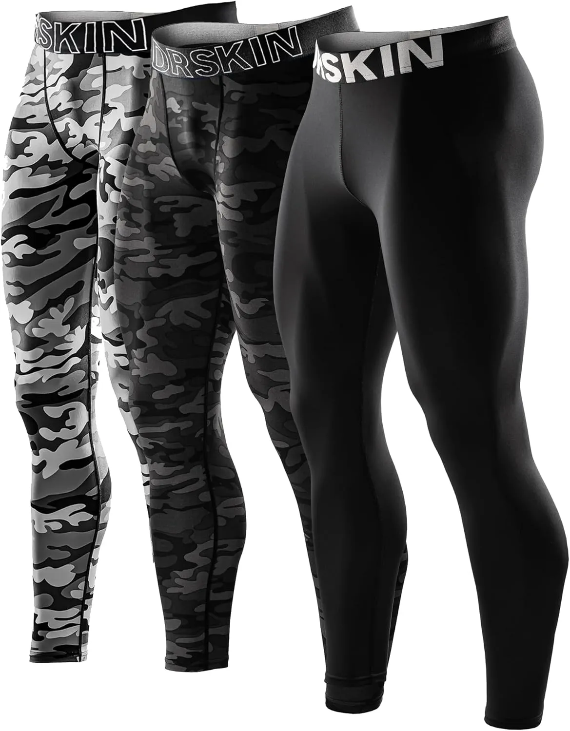 DRSKIN 5, 4, 3 or 1 Pack Mens Compression Pants Tights Leggings Sports Baselayer Running Athletic Workout Active