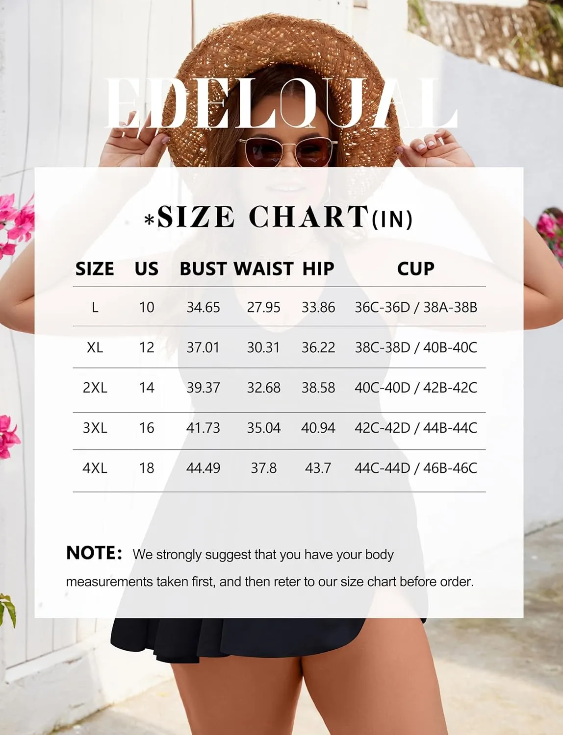 Edelqual Womens Plus Size Tankini Swimsuit Two Piece Tummy Control Bathing Suits Swim Dress Swimwear with Shorts