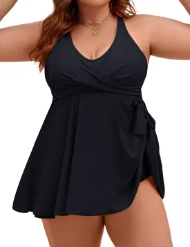 Edelqual Womens Plus Size Tankini Swimsuit Two Piece Tummy Control Bathing Suits Swim Dress Swimwear with Shorts