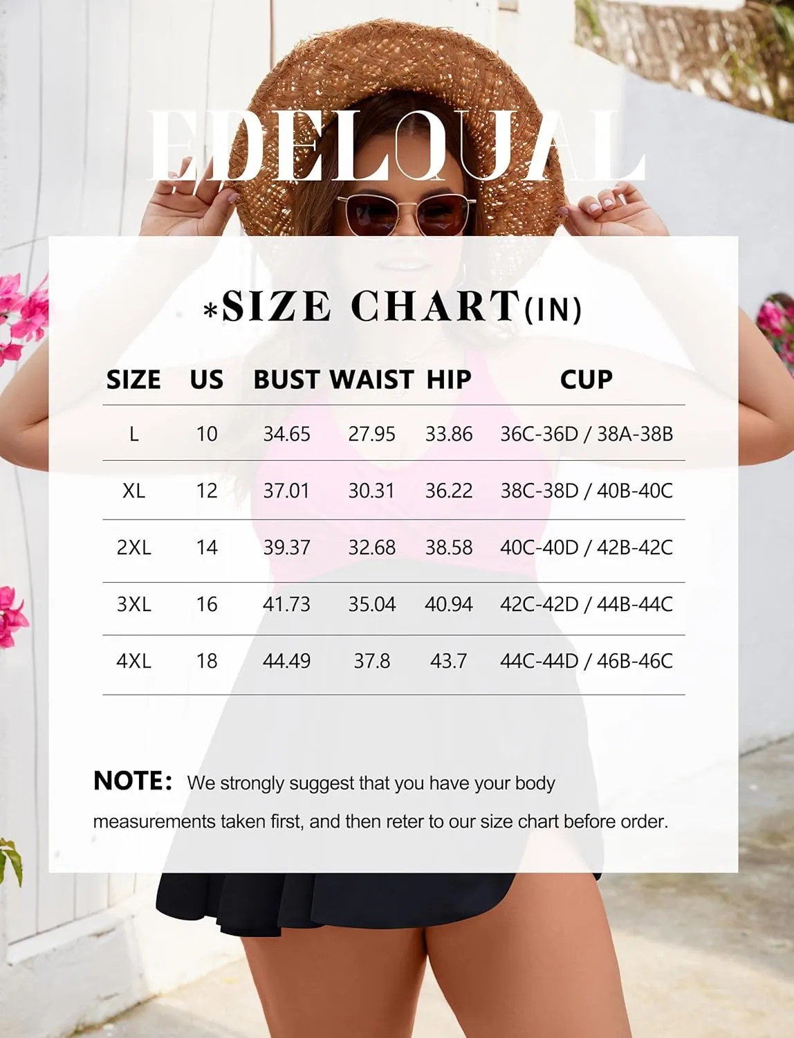 Edelqual Womens Plus Size Tankini Swimsuit Two Piece Tummy Control Bathing Suits Swim Dress Swimwear with Shorts