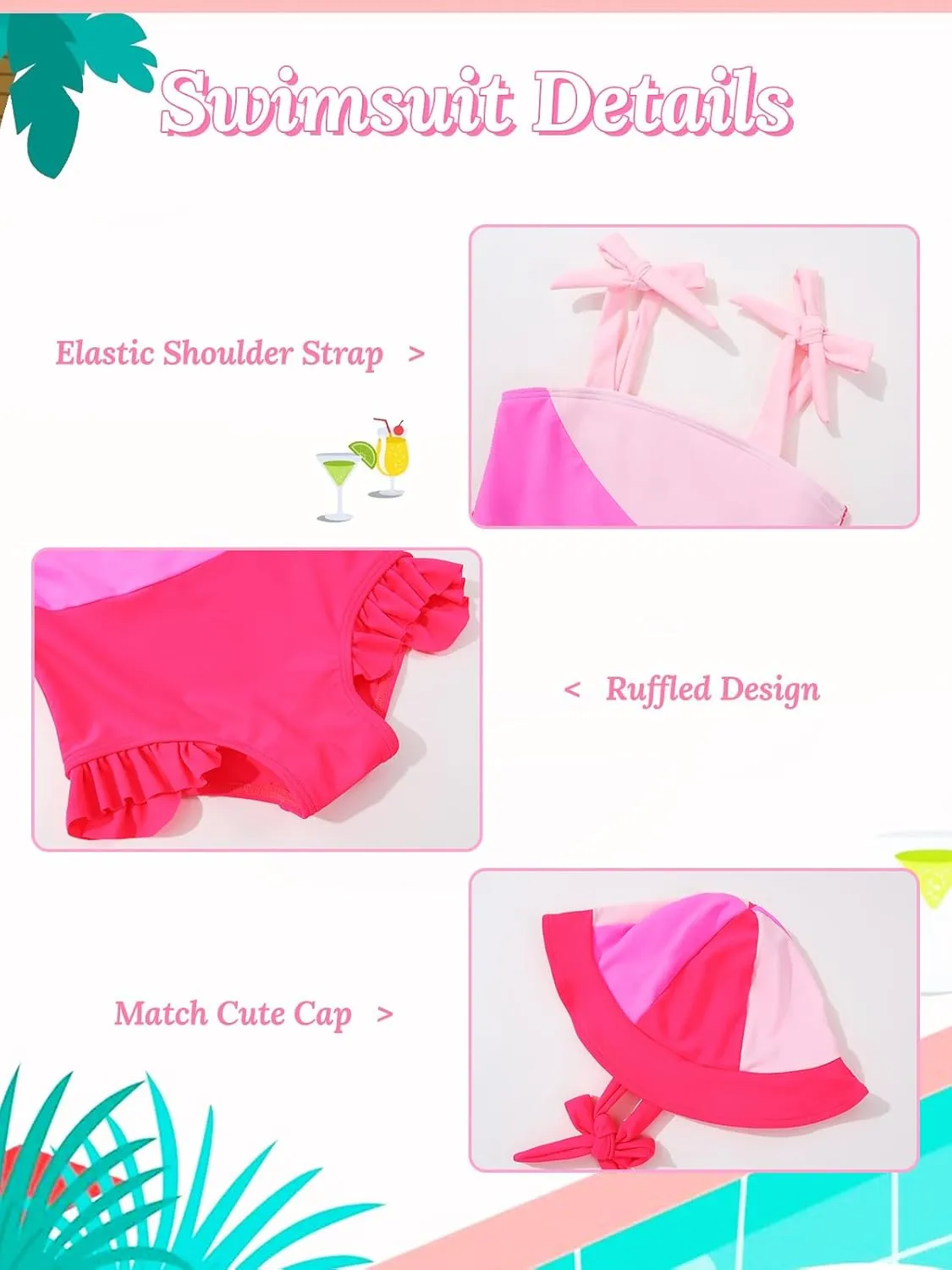 ESHOO Baby Girls Swimsuit Toddler Ruffled Bikini One-Piece Swimwear Baby Girl Bathing Suits Kids Swimming Bathing Beachwear