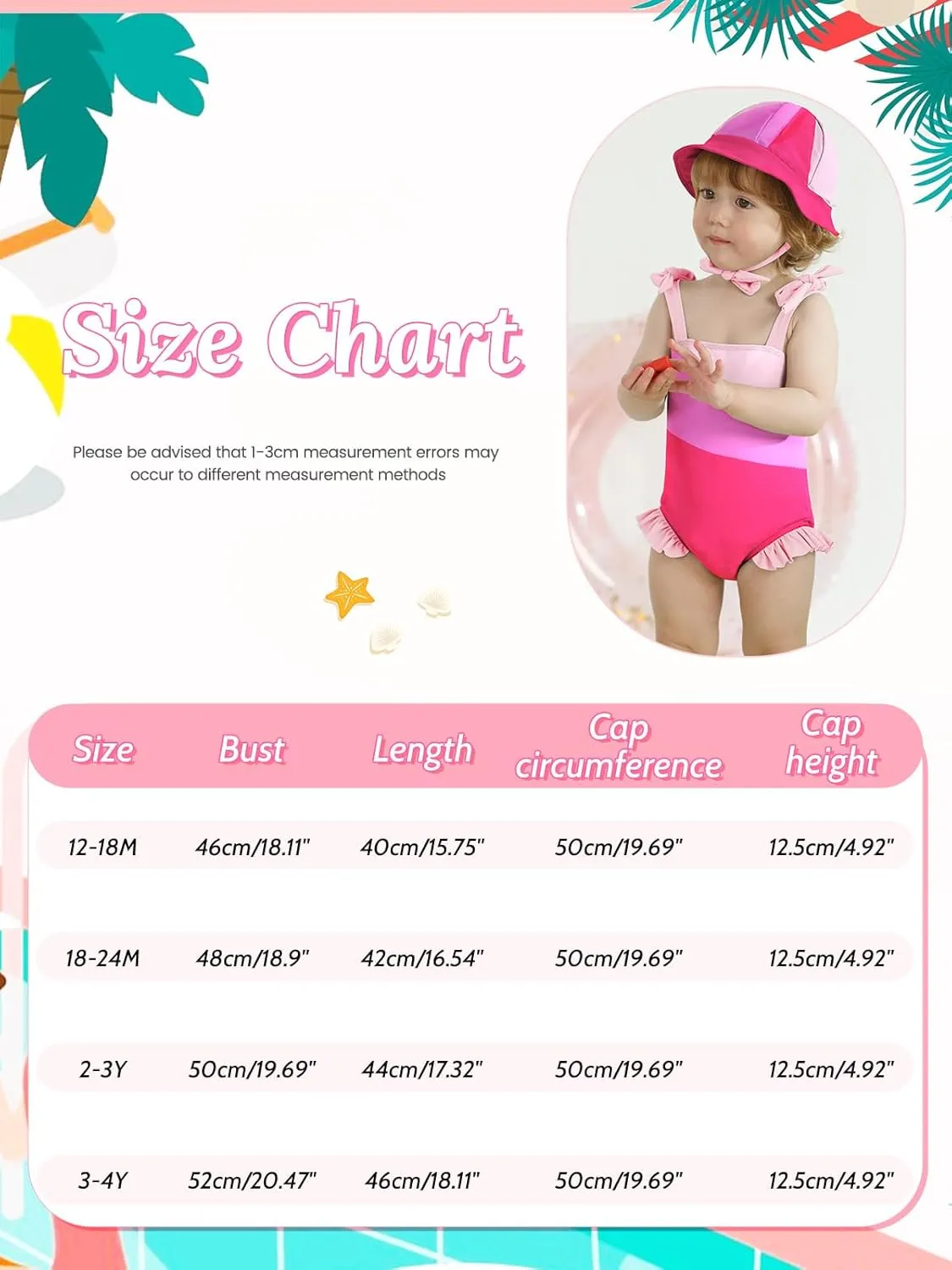ESHOO Baby Girls Swimsuit Toddler Ruffled Bikini One-Piece Swimwear Baby Girl Bathing Suits Kids Swimming Bathing Beachwear