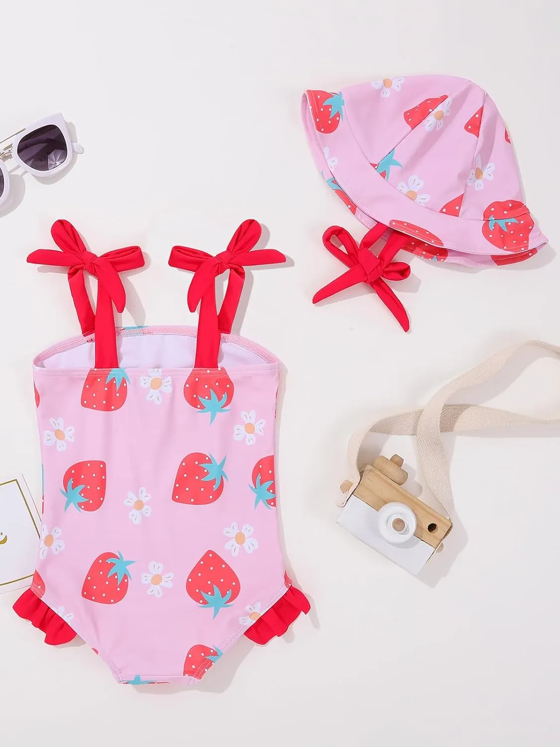 ESHOO Baby Girls Swimsuit Toddler Ruffled Bikini One-Piece Swimwear Baby Girl Bathing Suits Kids Swimming Bathing Beachwear