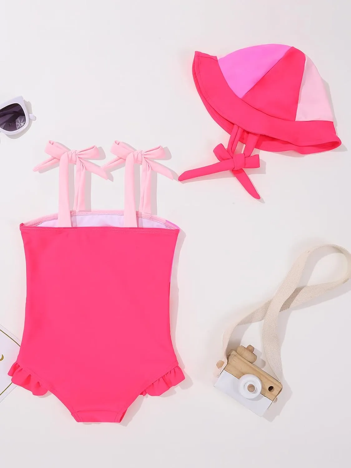 ESHOO Baby Girls Swimsuit Toddler Ruffled Bikini One-Piece Swimwear Baby Girl Bathing Suits Kids Swimming Bathing Beachwear