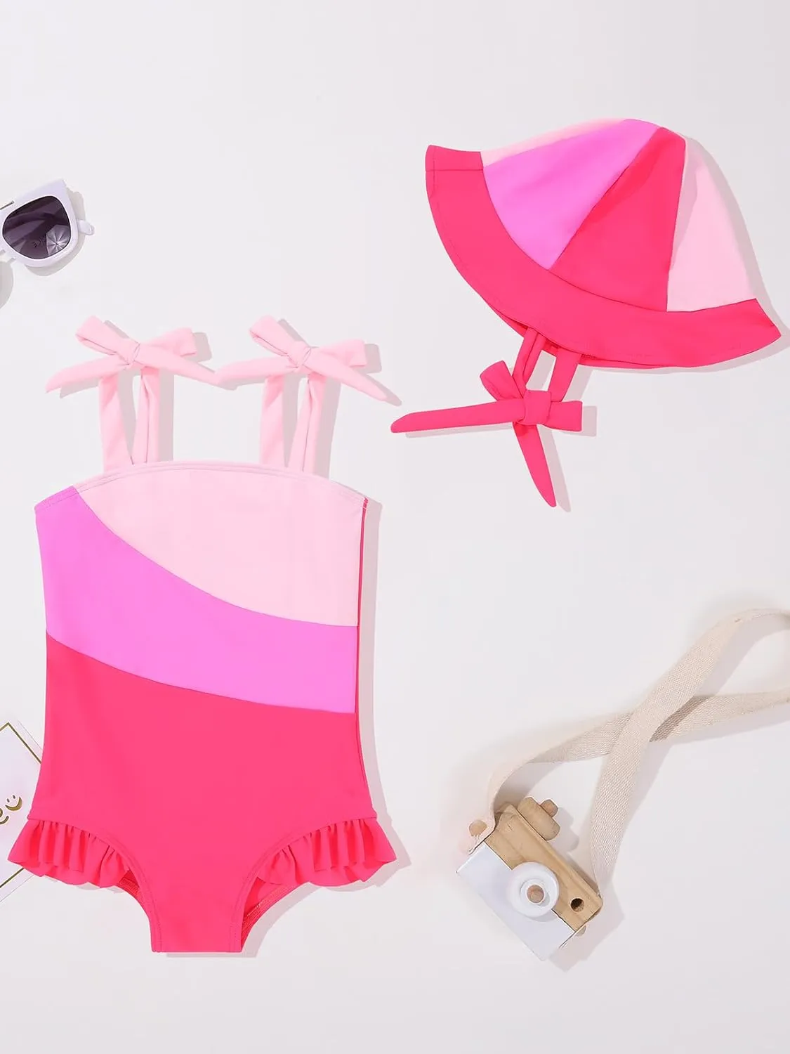 ESHOO Baby Girls Swimsuit Toddler Ruffled Bikini One-Piece Swimwear Baby Girl Bathing Suits Kids Swimming Bathing Beachwear