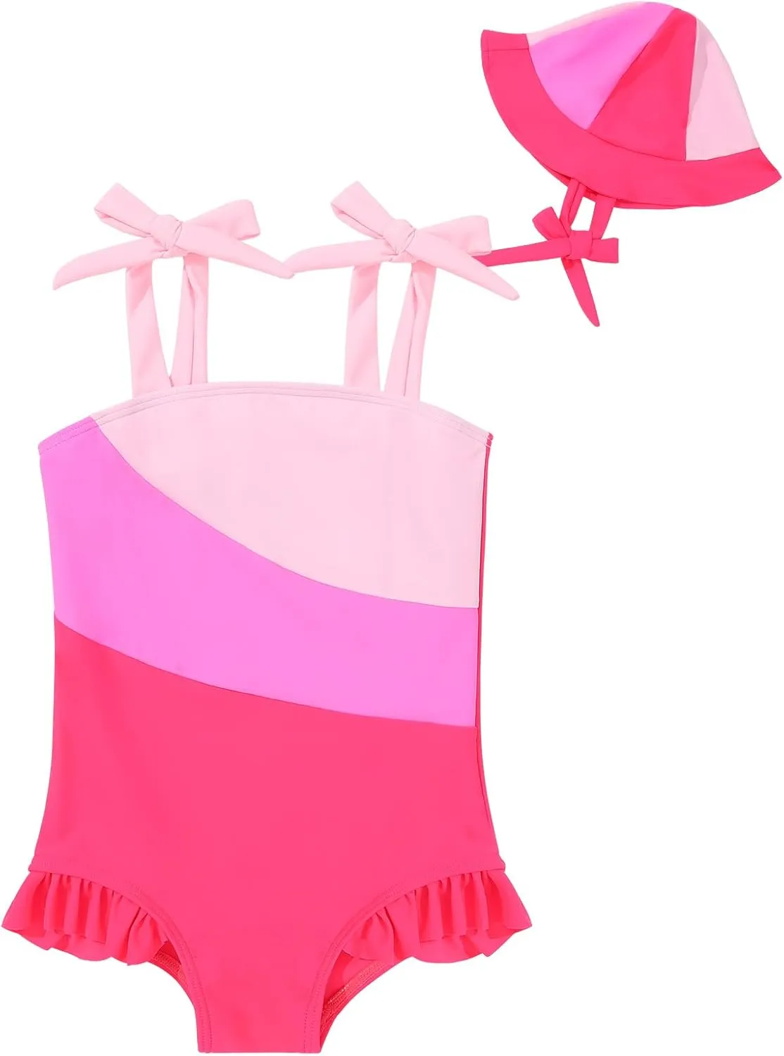 ESHOO Baby Girls Swimsuit Toddler Ruffled Bikini One-Piece Swimwear Baby Girl Bathing Suits Kids Swimming Bathing Beachwear