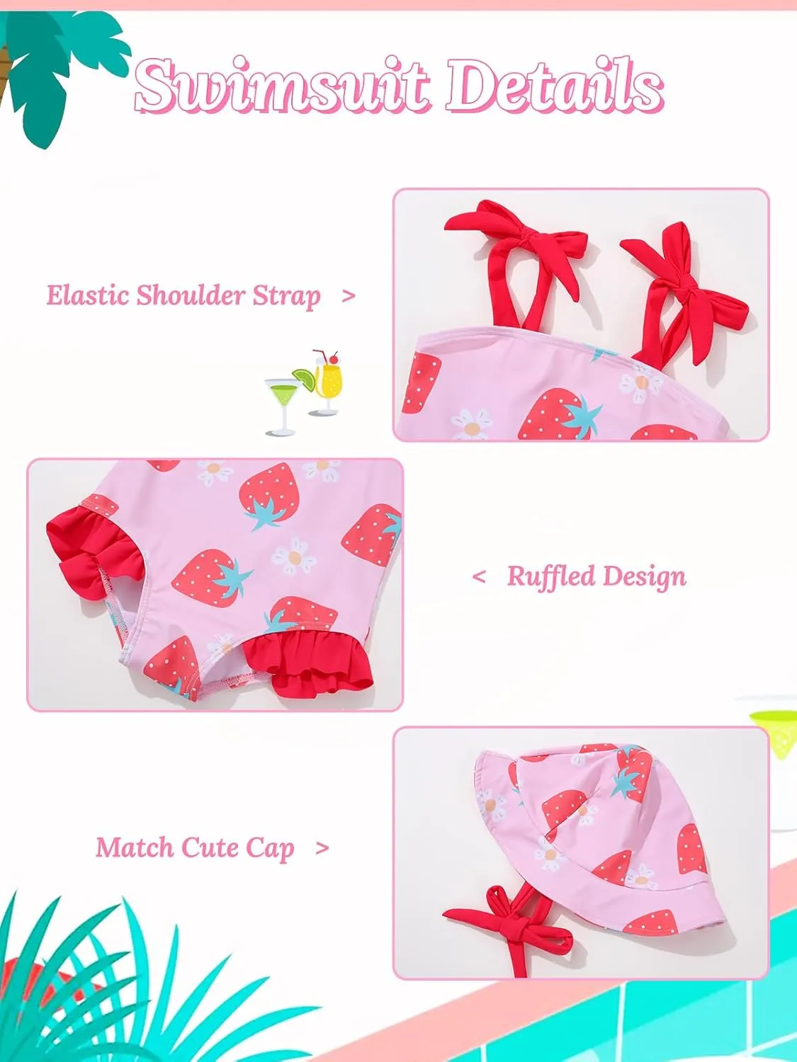 ESHOO Baby Girls Swimsuit Toddler Ruffled Bikini One-Piece Swimwear Baby Girl Bathing Suits Kids Swimming Bathing Beachwear