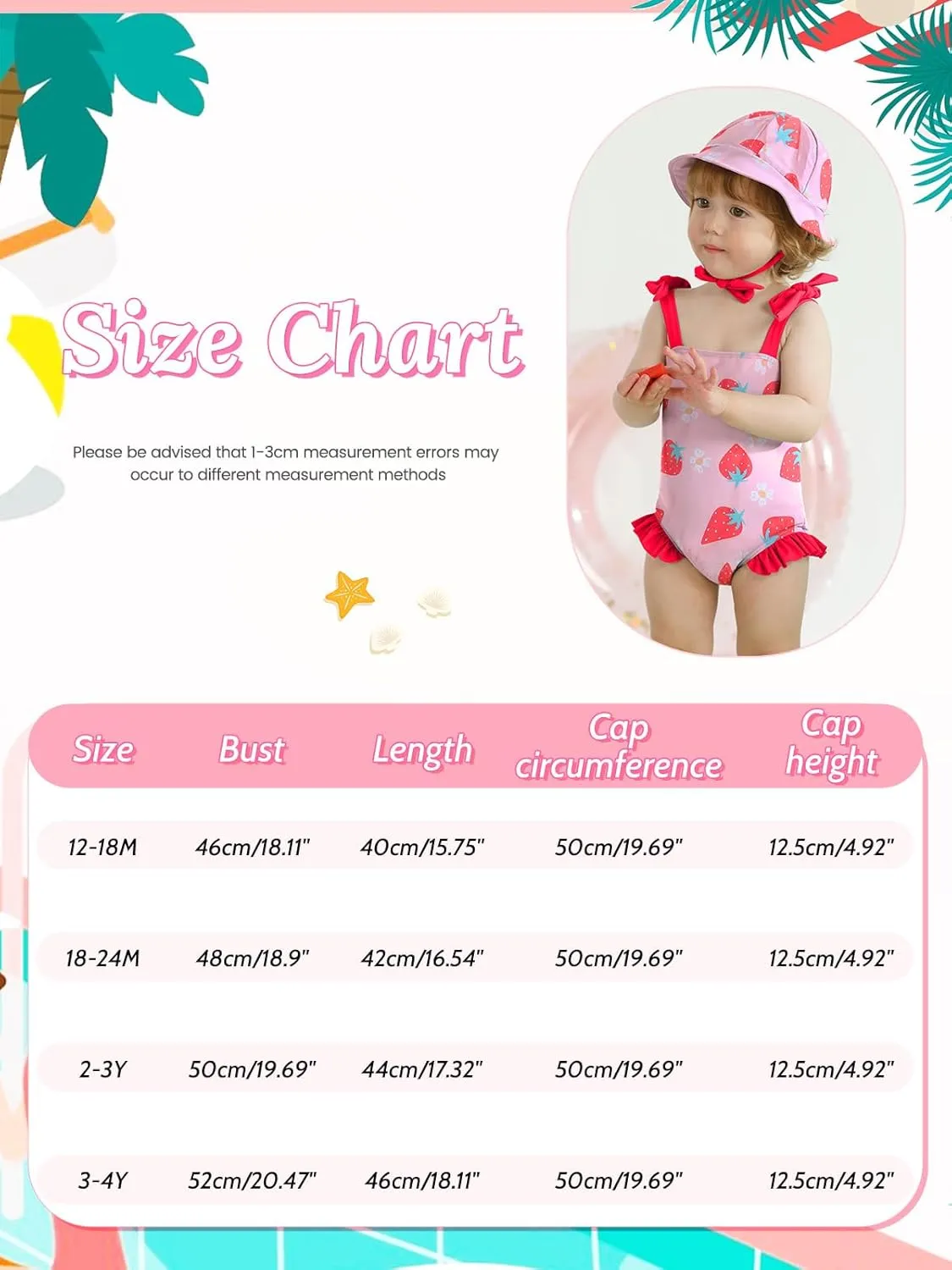 ESHOO Baby Girls Swimsuit Toddler Ruffled Bikini One-Piece Swimwear Baby Girl Bathing Suits Kids Swimming Bathing Beachwear
