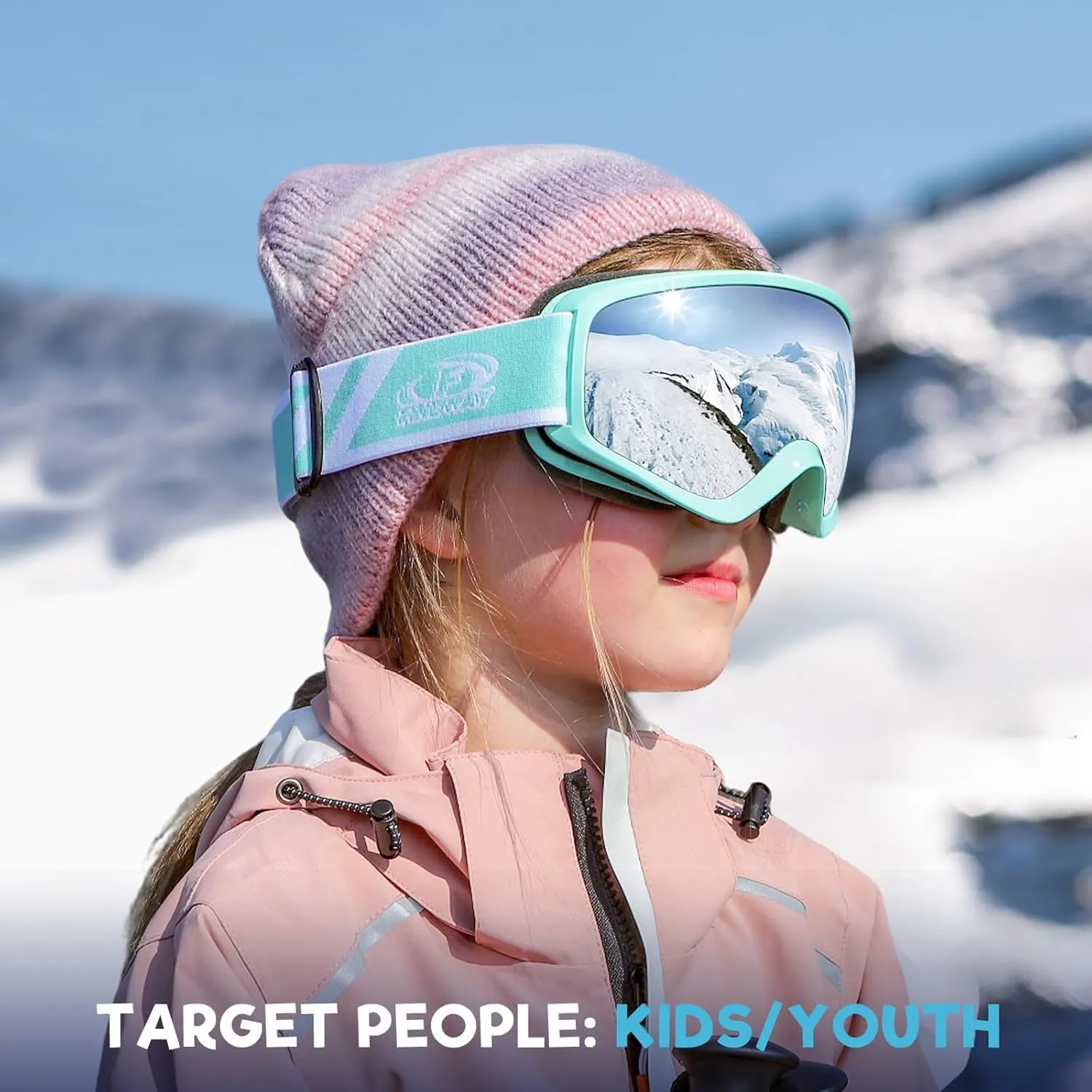 findway Kids Ski Goggles, Kids Snow Snowboard Goggles for Boys Girls Youth OTG
