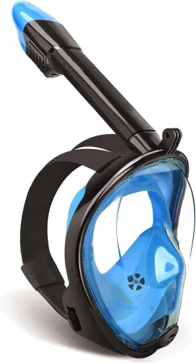 Full Face Snorkel Mask, Snorkeling Mask with Detachable Camera Mount, 180 Panoramic Anti-Fog Anti-Leak Diving Mask for Adult and Kids