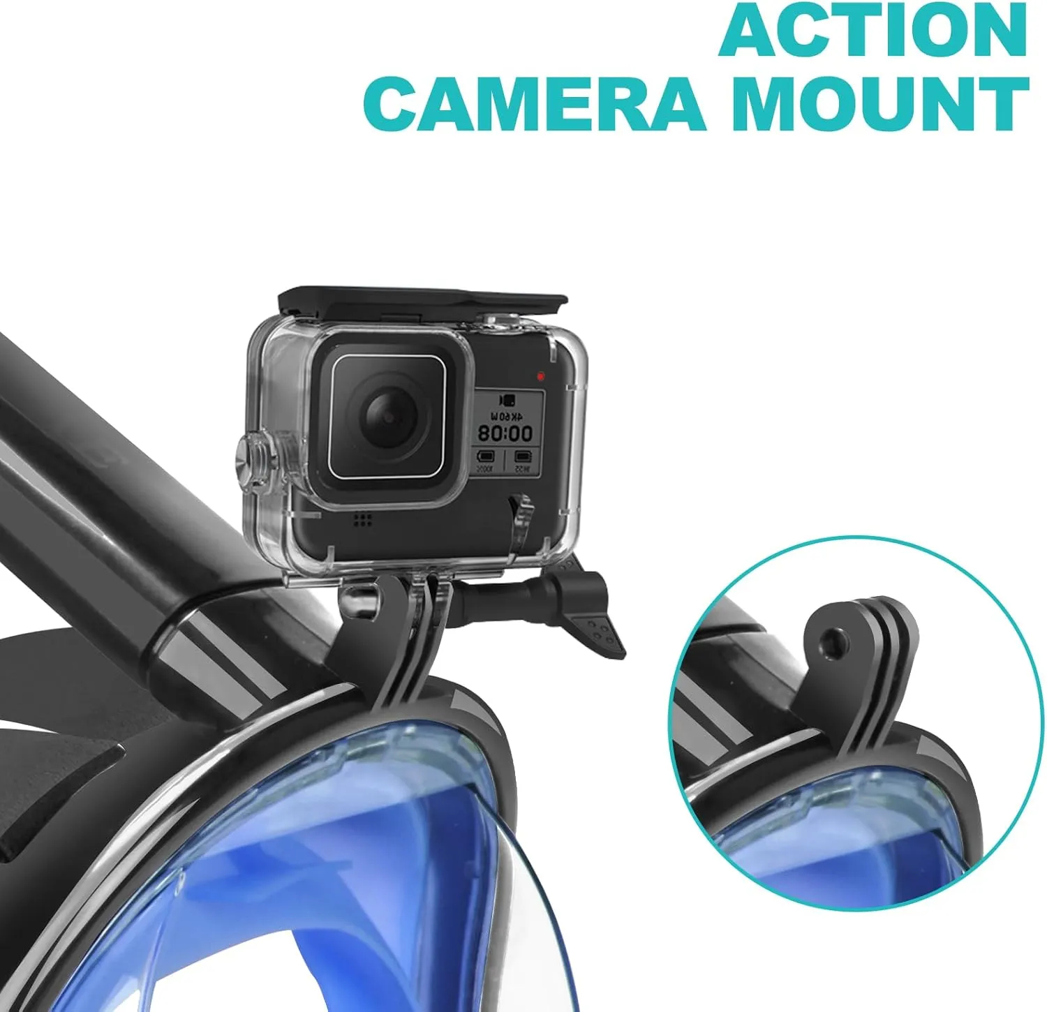 Full Face Snorkel Mask, Snorkeling Mask with Detachable Camera Mount, 180 Panoramic Anti-Fog Anti-Leak Diving Mask for Adult and Kids