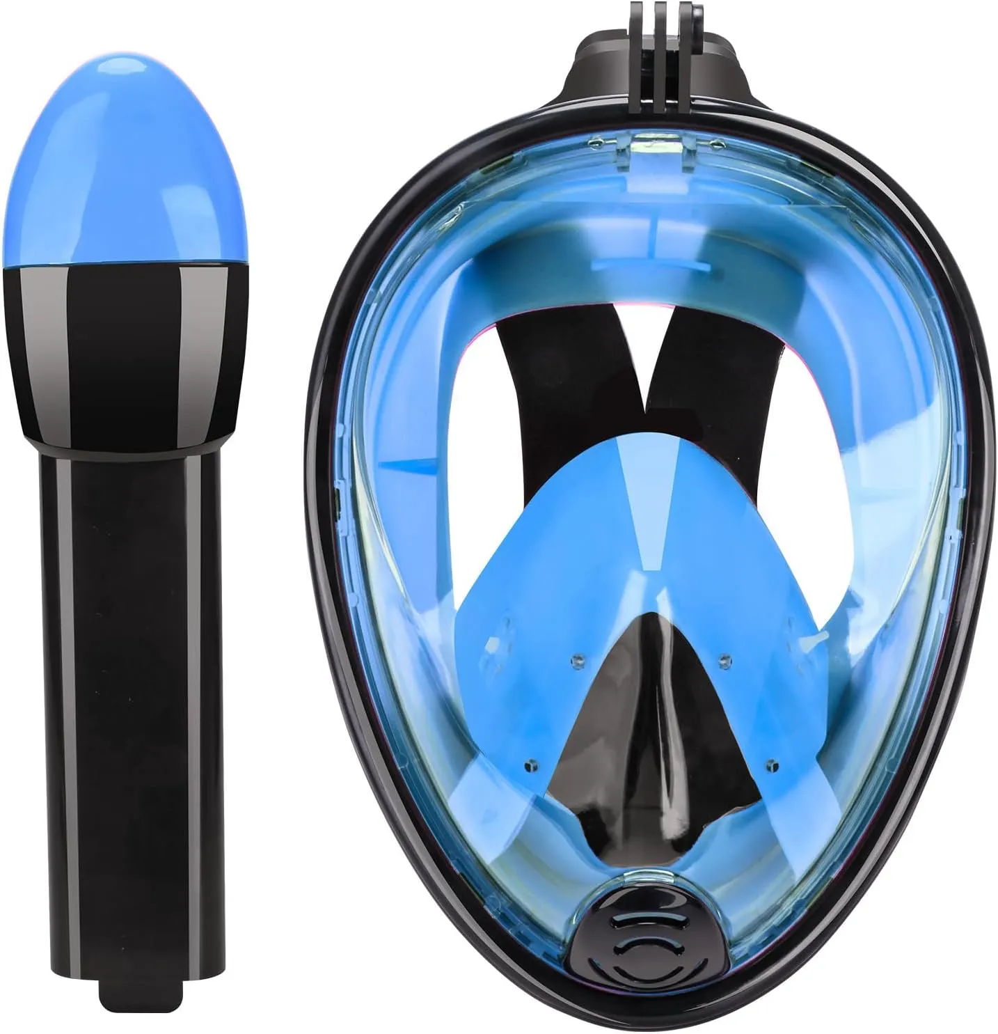 Full Face Snorkel Mask, Snorkeling Mask with Detachable Camera Mount, 180 Panoramic Anti-Fog Anti-Leak Diving Mask for Adult and Kids