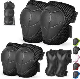 Kids/Youth Knee Pads and Elbow Pads Set with Wrist Guard 3 in 1 Kids Protective Gear Set for 3-14 Years for Skateboarding, Skiing, Cycling, BMX Biking, Running, Scooter