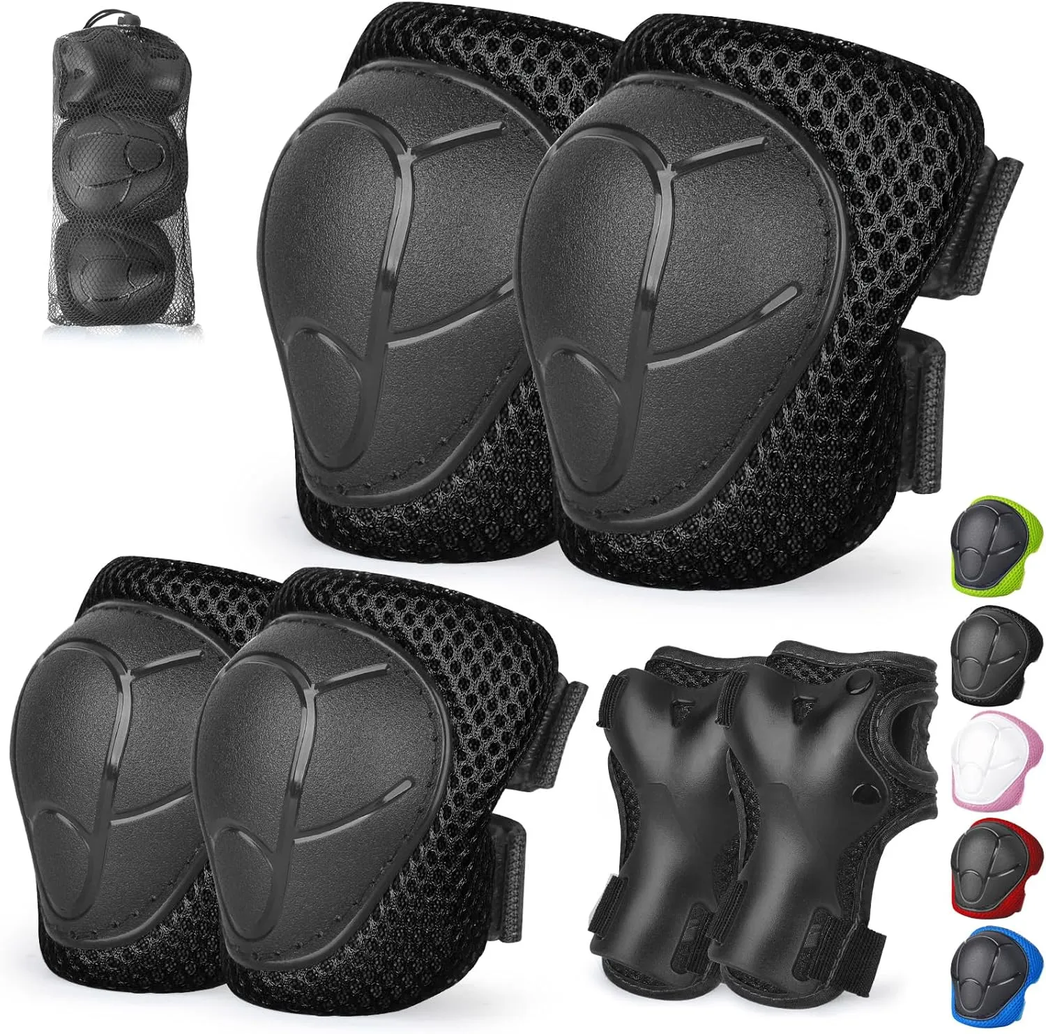 Kids/Youth Knee Pads and Elbow Pads Set with Wrist Guard 3 in 1 Kids Protective Gear Set for 3-14 Years for Skateboarding, Skiing, Cycling, BMX Biking, Running, Scooter