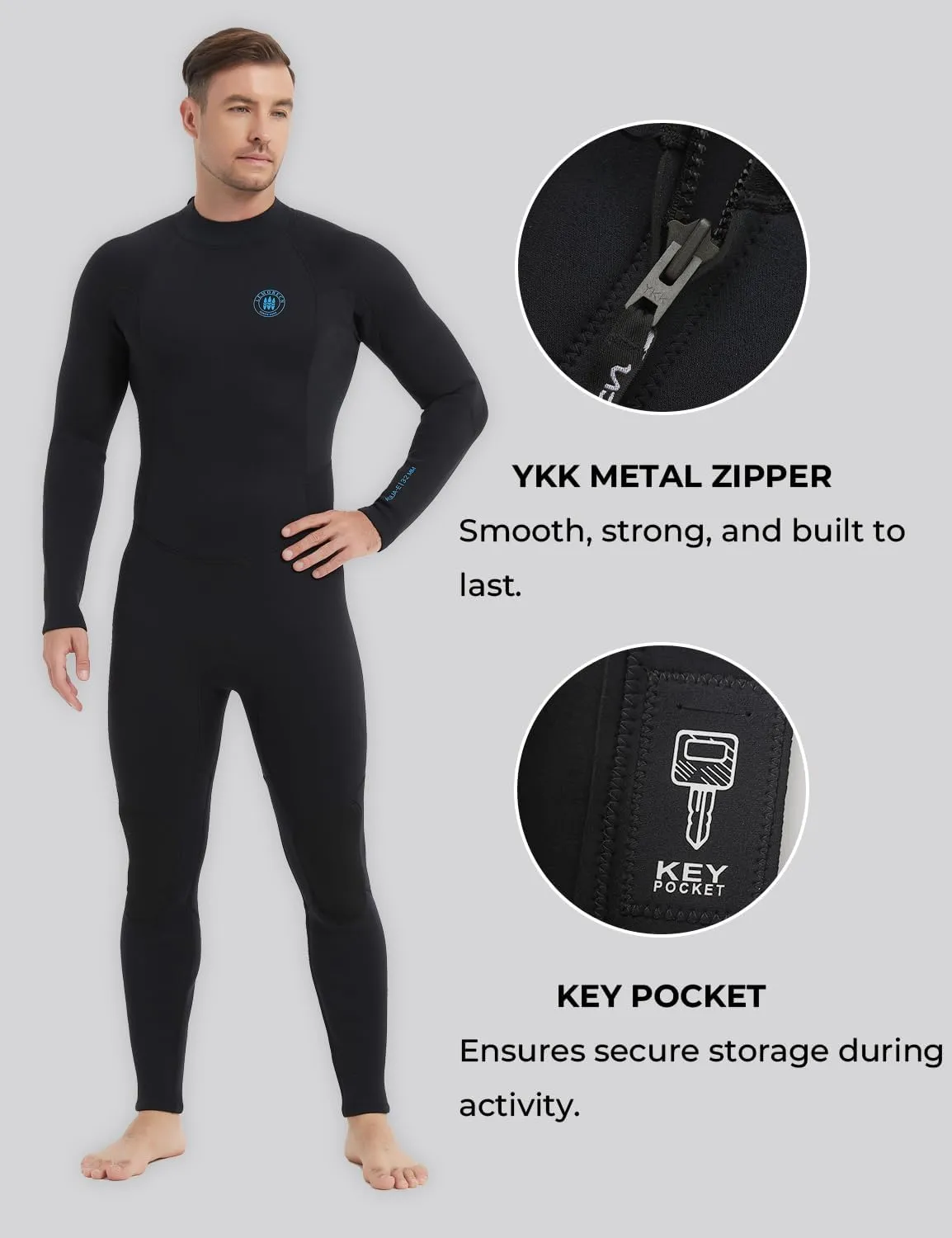 Lemorecn Men's Wetsuit 3/2mm and 5/4mm,Full Wetsuits for Men and Women,Wetsuits for Diving Snorkeling Surfing Swimming
