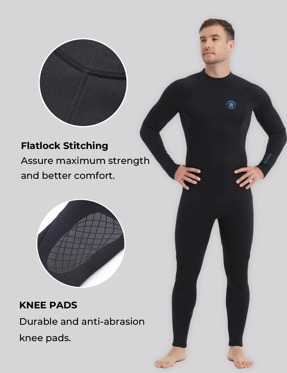 Lemorecn Men's Wetsuit 3/2mm and 5/4mm,Full Wetsuits for Men and Women,Wetsuits for Diving Snorkeling Surfing Swimming