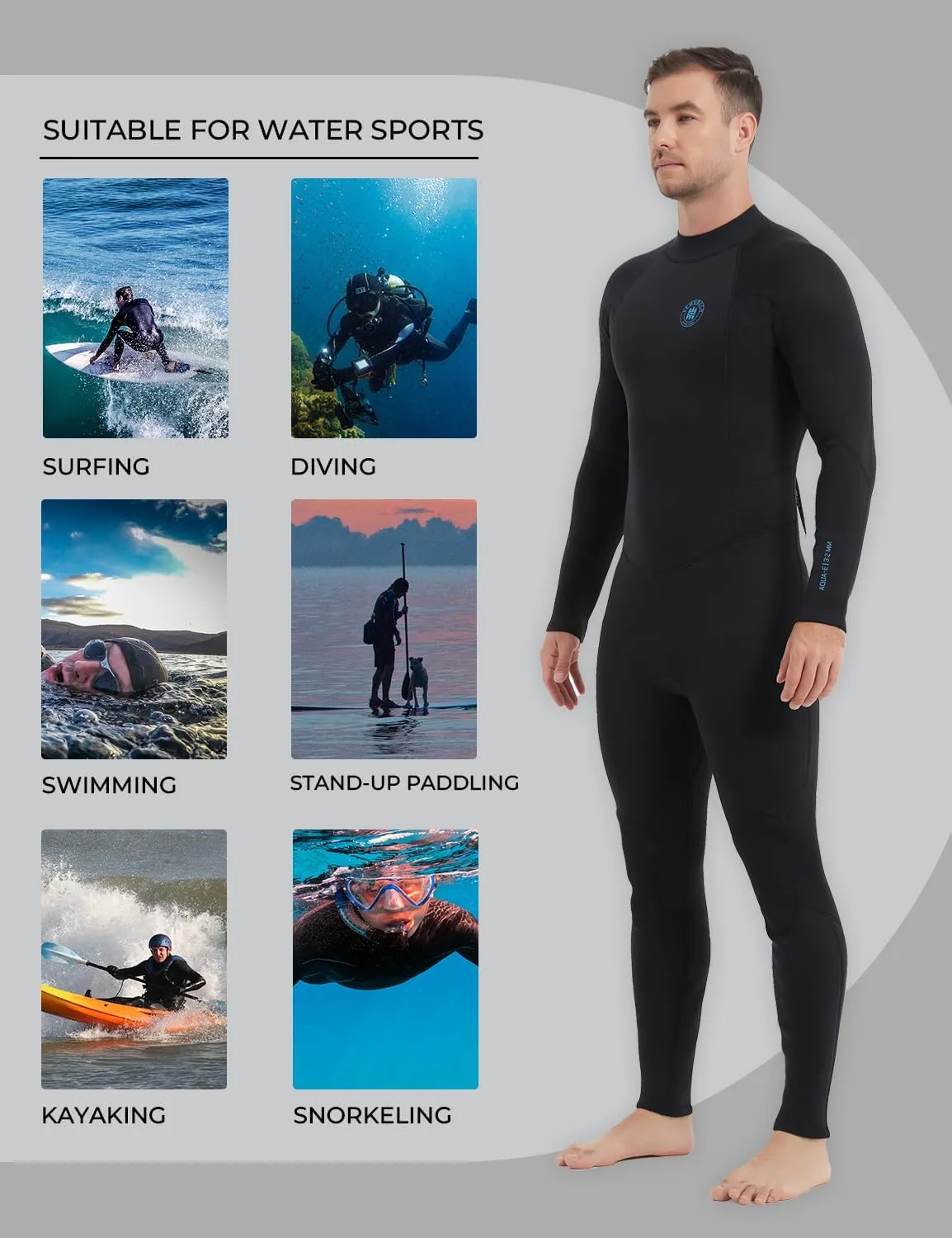 Lemorecn Men's Wetsuit 3/2mm and 5/4mm,Full Wetsuits for Men and Women,Wetsuits for Diving Snorkeling Surfing Swimming