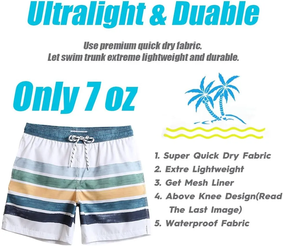 maamgic Mens Slim Fit Swim Shorts Swim Trunks 7 inch Quick Dry Mens Bathing Suits with Mesh Lining