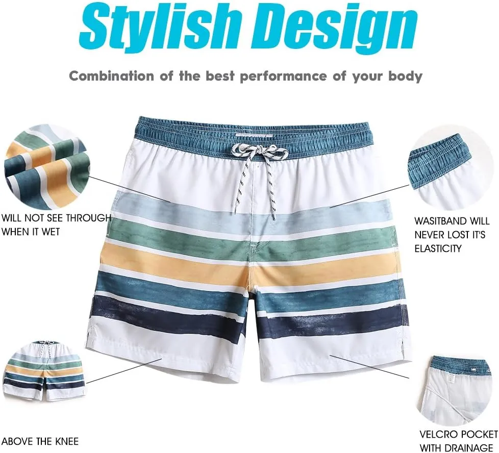 maamgic Mens Slim Fit Swim Shorts Swim Trunks 7 inch Quick Dry Mens Bathing Suits with Mesh Lining