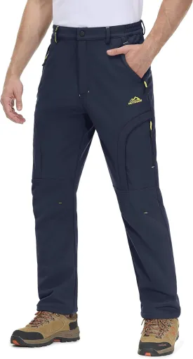 MAGCOMSEN Men's Winter Pants 5 Zip Pockets Snow Ski Pants Fleece Lined Water Resistant Hiking Pants