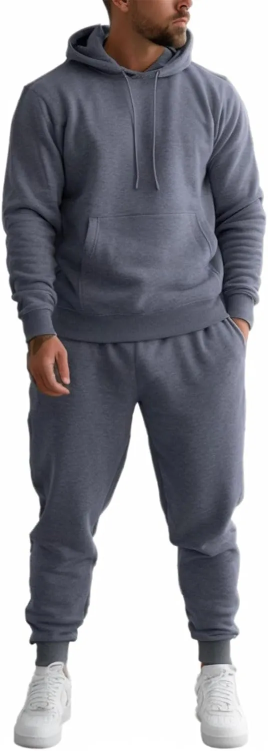 Men's Tacksuit 2-Piece Active Set:Fleece Pullover Sweatshirt and Sweatpants,Jogging Sweatsuit Outfit