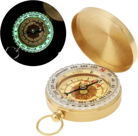 Military Compass Metal Army Sighting Compass Mini Portable Copper Waterproof Luminous Navigation Multifunctional Retro Flip Compass with Inclinometer for Hiking, Camping Outdoor Riding Tool