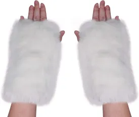 Newfancy Women Winter Furry Mittens Faux Fur Warm Soft Fingerless Half Finger Arm Warmer Gloves