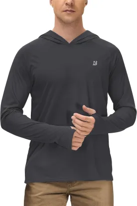 Roadbox Mens UPF 50  Fishing Shirts, Long Sleeve UV Sun Protection Hoodie, Rash Guard for Hiking Running Workout Swimming