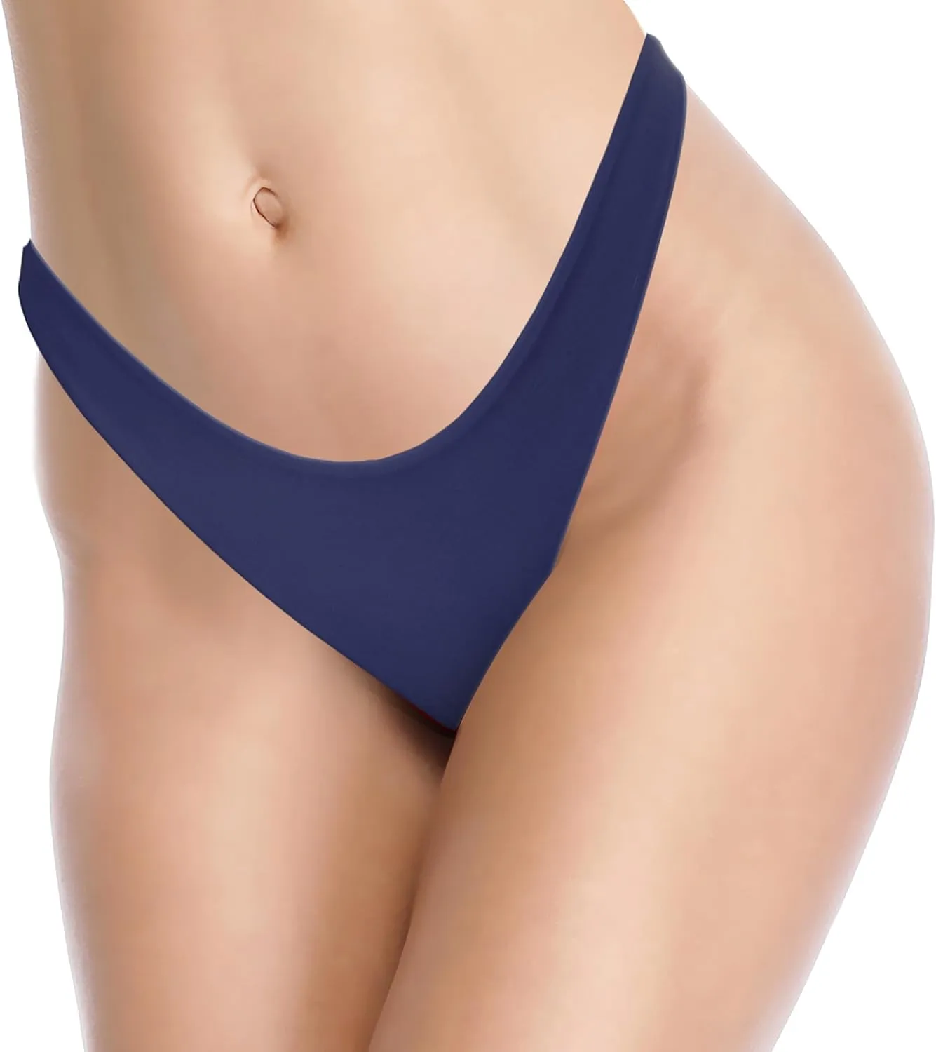 SHEKINI Women's U Cut Bikini Bottom High Cut Leg Brazilian Swim Bottom Low Rise Bottom