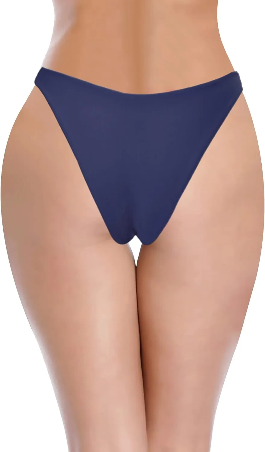 SHEKINI Women's U Cut Bikini Bottom High Cut Leg Brazilian Swim Bottom Low Rise Bottom