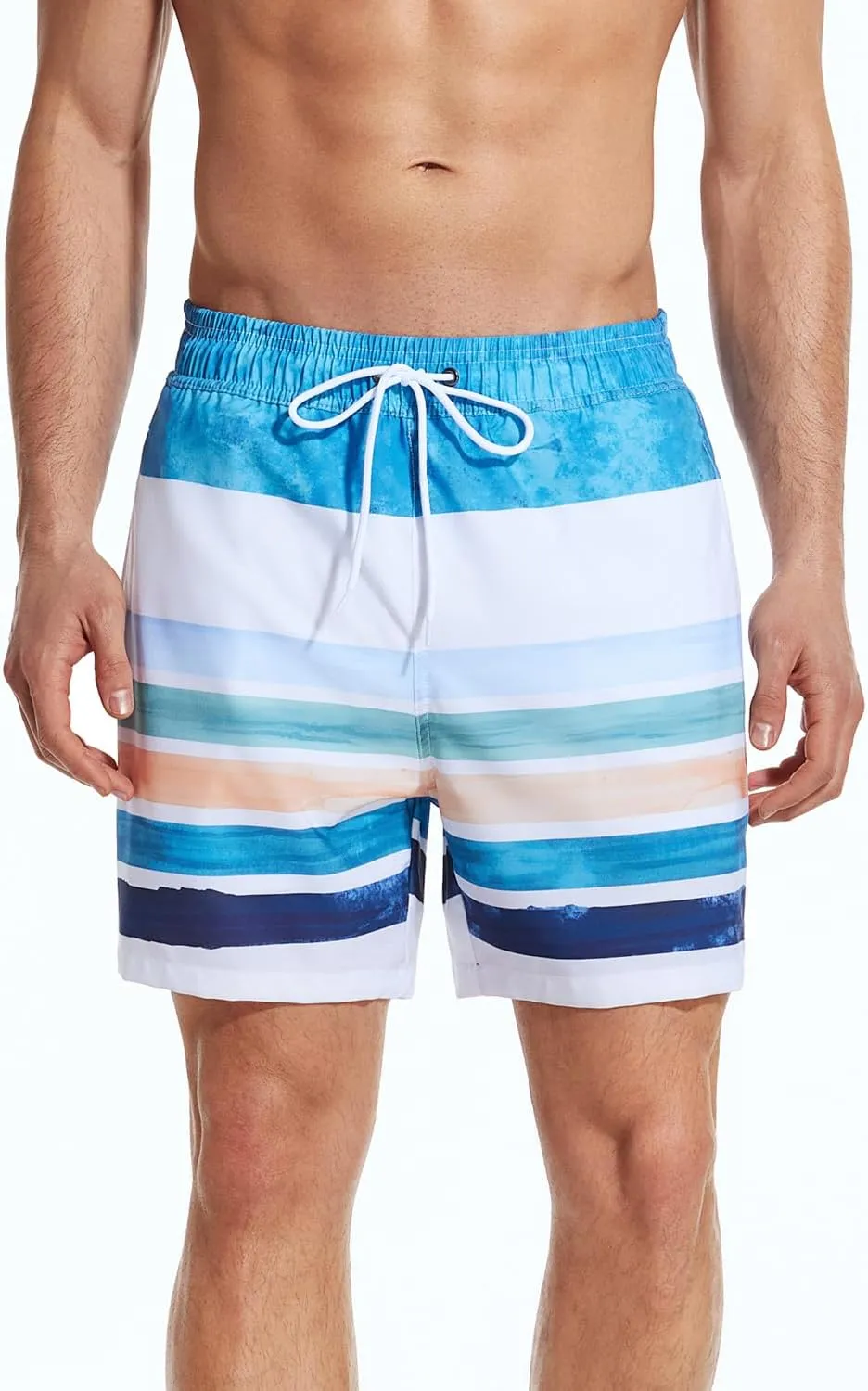 SILKWORLD Mens Swimming Trunks with Compression Liner 2 in 1 Quick-Dry Swim Shorts with Zipper Pockets