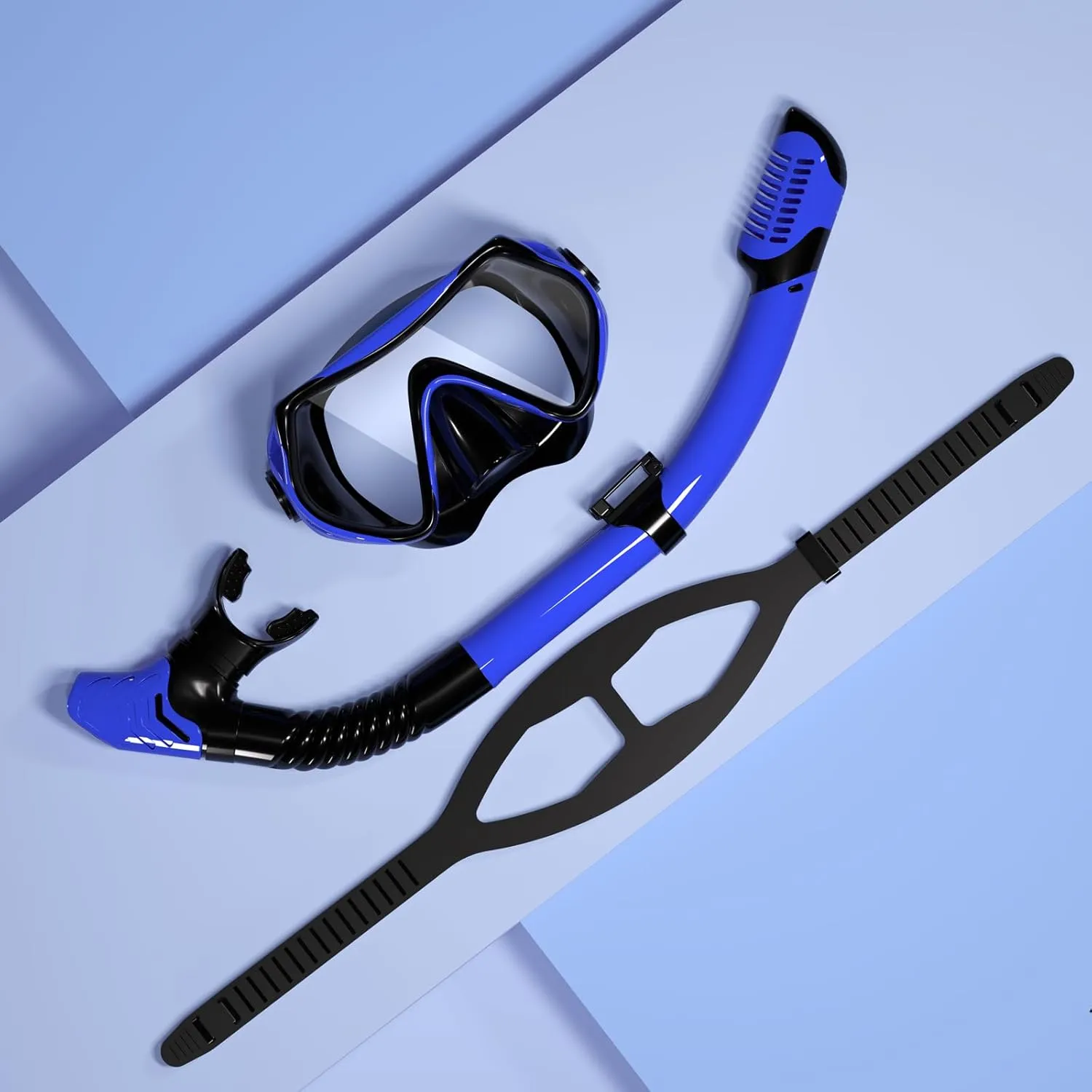 Snorkeling Gear for Adults, JRing Snorkel Mask Set with 180 Degree Tempered Glass Anti Fog Goggles Scuba Dry Top Snorkel for Swimming, Scuba Diving Mask for Men Women