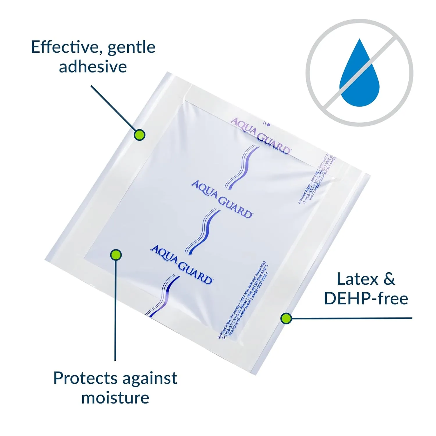 TIDI AquaGuard Sheet  7 x 7  Shower Protection Sheet  Self-Adhesive Moisture Barrier  Made without Latex  Wound Cover for Showering  98 Sheets Per Package  Home Medical Supplies (50010-CSE)