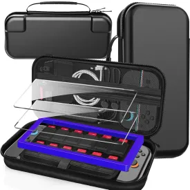 TZGZT [Longest Durable] Travel Carrying Case for Nintendo Switch 2 2025, Large Volume Accessories Bundle Holder, 2 Screen Protector, Hard Protective Cover Estuche Funda with 12-24 Game Cards, Black