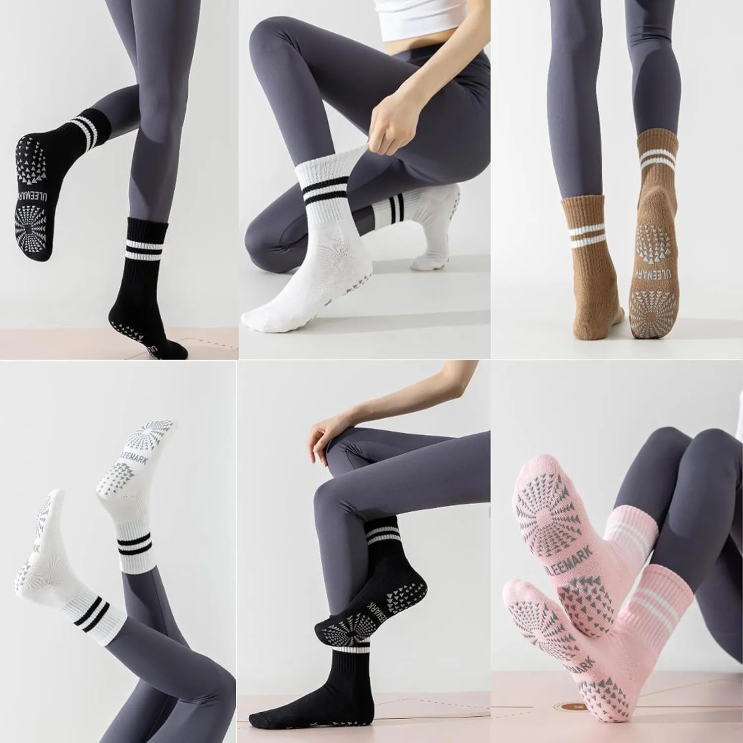 ULEEMARK Womens Pilates Non slip Yoga Socks Dance Gym Exercise Ankle Socks