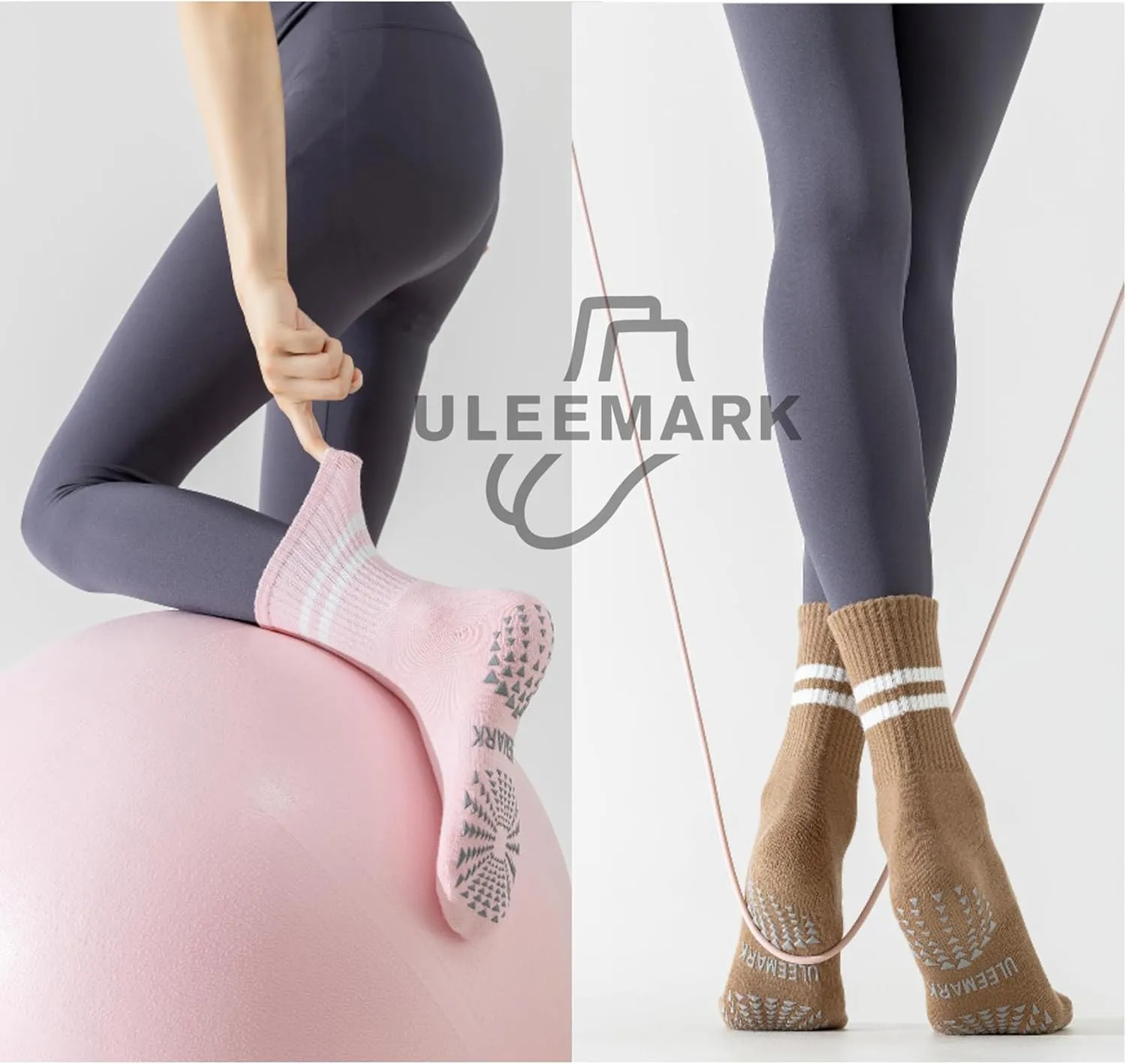 ULEEMARK Womens Pilates Non slip Yoga Socks Dance Gym Exercise Ankle Socks
