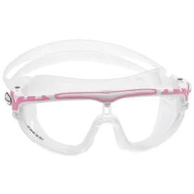 Used Cressi Adult Wide View Silicone Skylight Swimming Mask - Clear/White/Pink